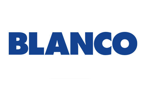 Blue 'BLANCO' logo on a white background