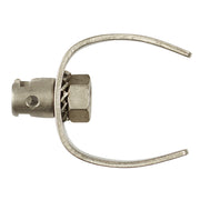 Metal C-cutter attachment with cylindrical hub and two curved arms forming a C-shape.
