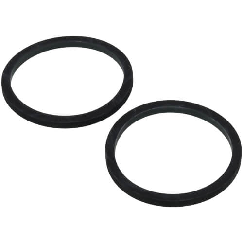 Two black rubber flange gaskets with oval shape.