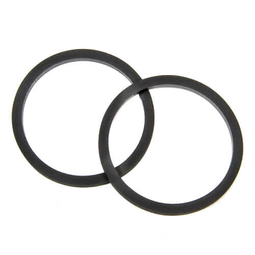 Two black rubber flange gaskets with circular ring design.
