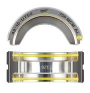 Milwaukee 49-16-U750 aluminum U-style die for 750 MCM cable in curved and straight configurations.
