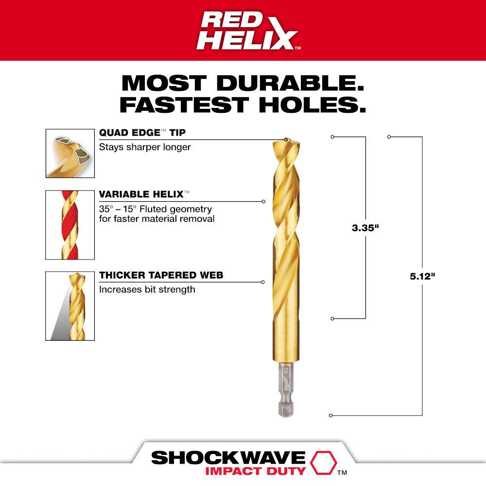 Milwaukee 48-89-4629 1/2 in. Titanium Shockwave Drill Bit