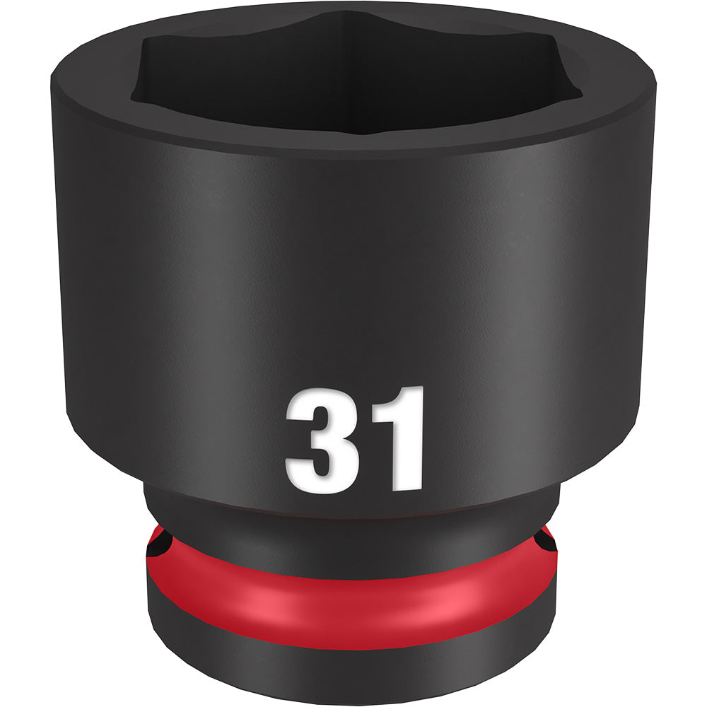 Black 31MM socket with hexagonal opening, red grip band, and white "31" marking on cylindrical body.