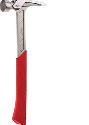 Milwaukee 22 oz framing hammer with milled face, straight claw, and red grip handle.