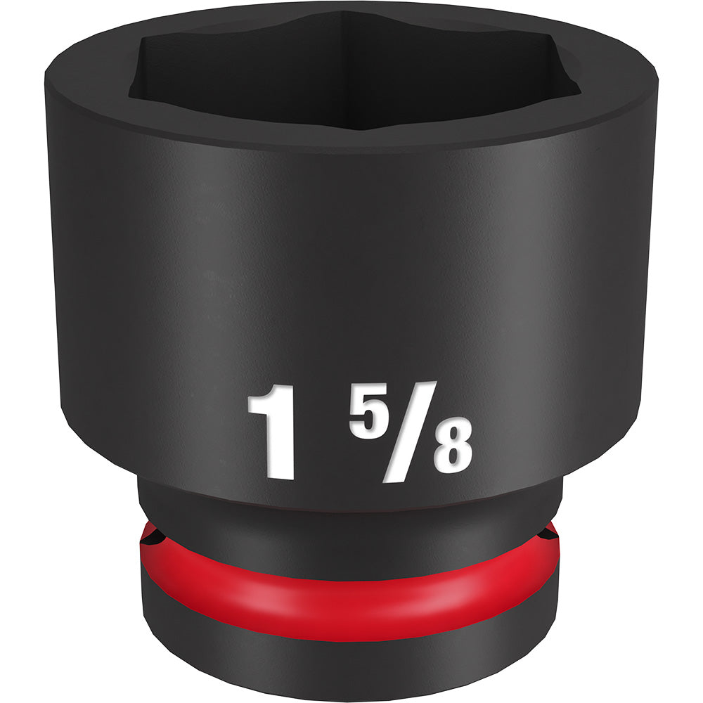 Black 1 5/8" standard 6-point socket with red band and 3/4" drive connection.
