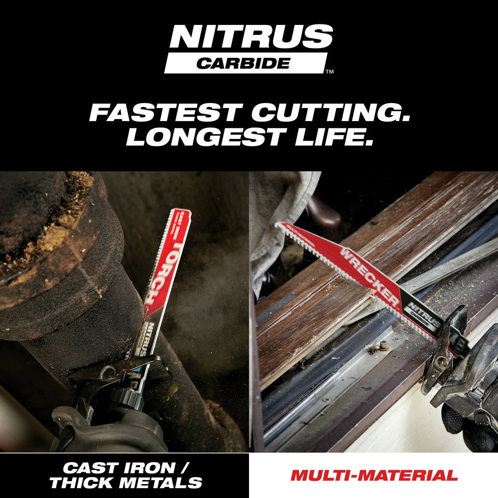 Milwaukee 48-00-5361 The Torch Reciprocating Saw Blade with Nitrus Carbide 7TPI 3 pack
