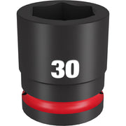 Black 30MM socket with hexagonal opening and red band around base.