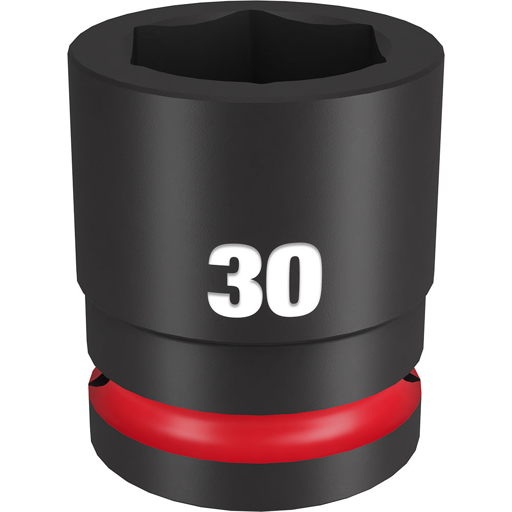 Black 30MM socket with hexagonal opening and red band around base.