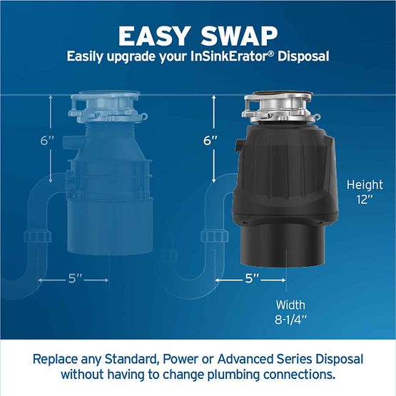 InSinkErator Contractor Power Series 333 Garbage Disposal with Cord - 3/4 HP in Black - 79848K-ISE