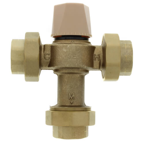 Watts 1" Lead Free Thermostatic Mixing Valve, Threaded Union End Connection, Adjustable Out 80-120 F - 0559122