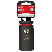 Milwaukee Shockwave 29mm deep 6-point socket with 3/4" drive and red/black packaging label.