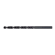 Black oxide twist drill bit with pointed tip and helical flutes.