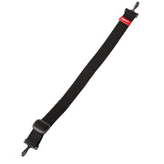 Black fabric chin strap with metal buckle closure and red Milwaukee brand label at top.