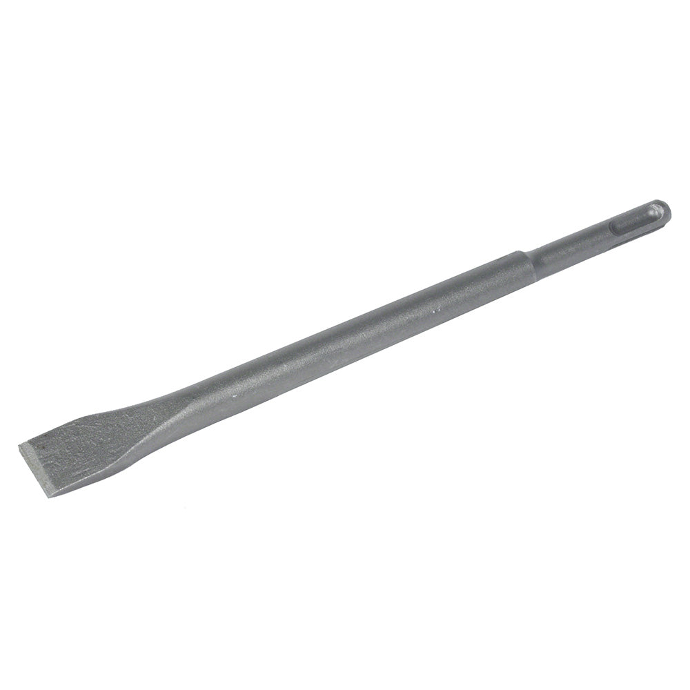 Gray steel flat chisel with SDS Plus connection, 3/4 inch wide blade and 10 inch length for demolition work.
