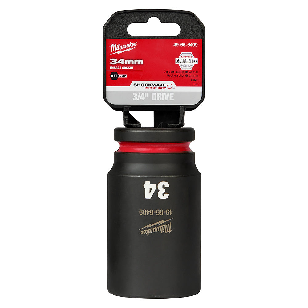 Milwaukee 49-66-6409 Shockwave Impact Duty 3/4" Drive 34MM Deep 6 Point Socket