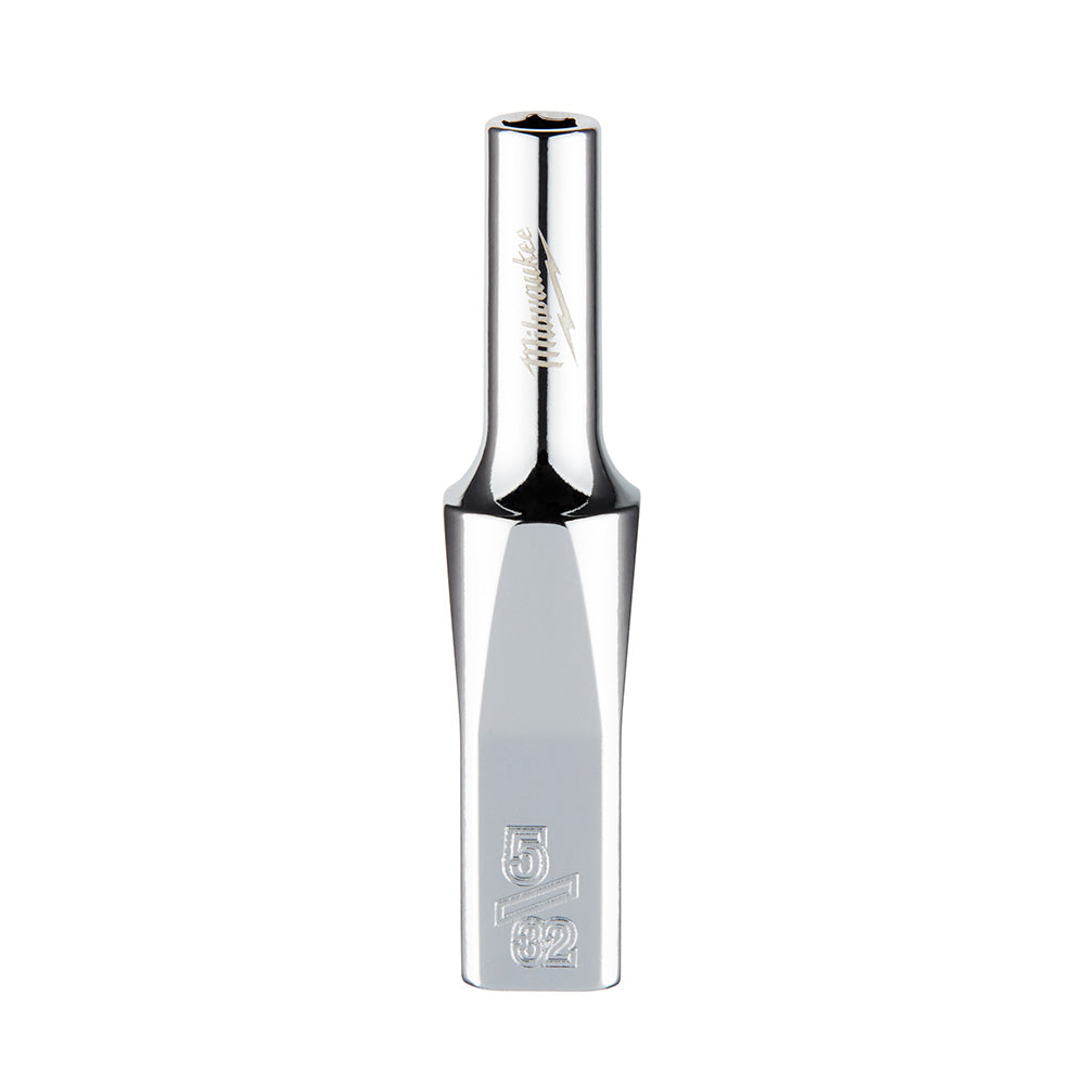 Milwaukee 1/4 in. drive 5/32 in. SAE 6-point deep socket with chrome finish and model number marking.
