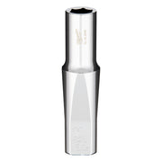 Silver and black deep socket with hexagonal opening and Milwaukee branding on cylindrical body.