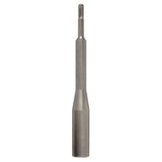 Metal SDS+ ground rod driver bit with cylindrical shaft and tapered tip.
