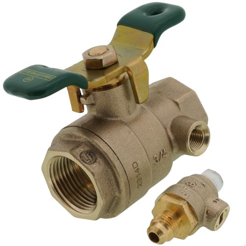 Watts 3/4" Lead Free Bronze 2-Piece Full Port Ball Valve, Threaded Ends, Test Cock and Tee Handle - 0792513
