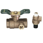 Watts 1" Lead Free Bronze 2-Piece Full Port Ball Valve, Threaded Ends, Test Cock and Tee Handle - 0792514
