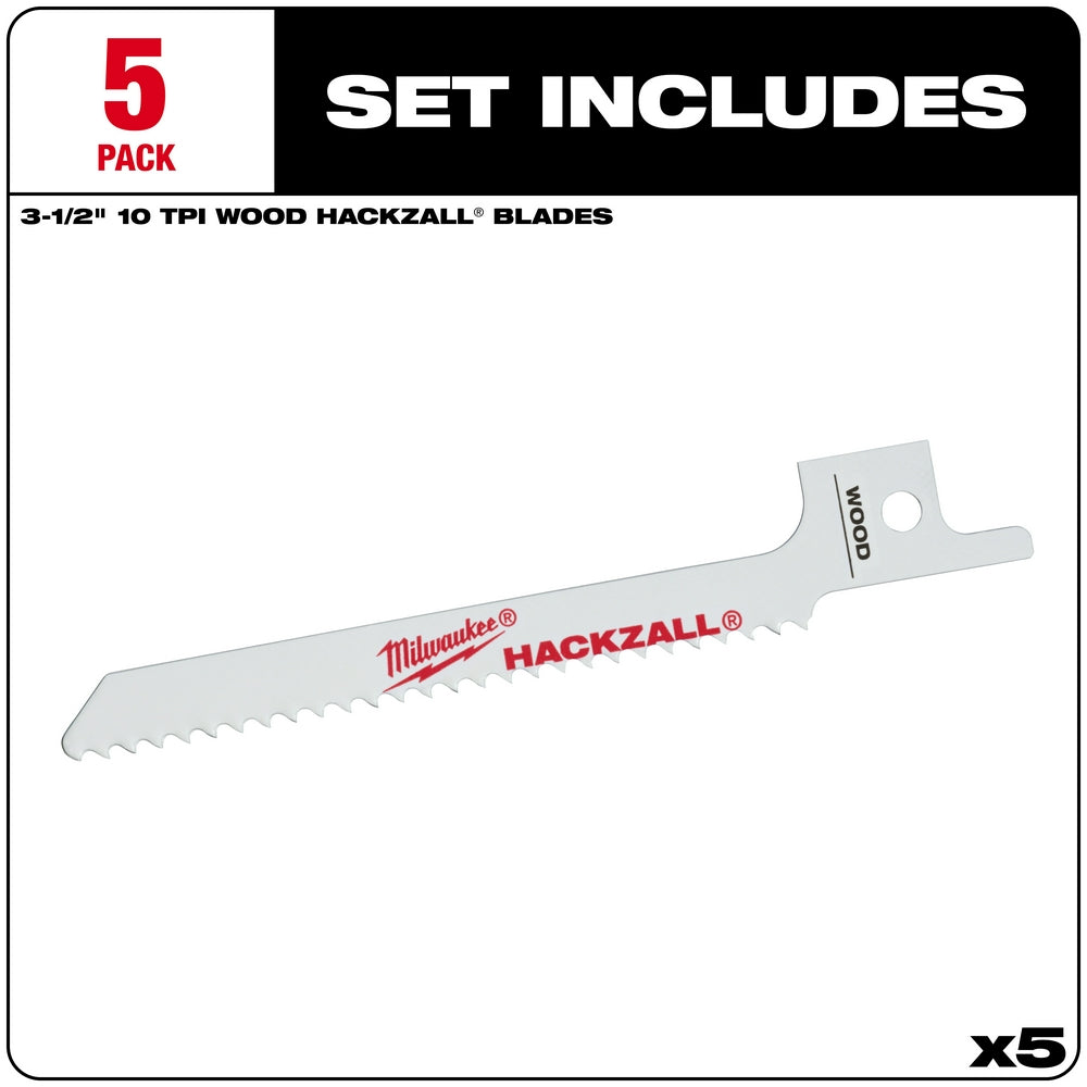 Milwaukee 49-00-5310 M12 HACKZALL Bi-Metal Blade - Wood Scroll 5PK