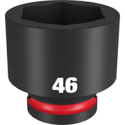 Black 46MM 3/4" drive 6-point impact socket with red grip band and marked size number.