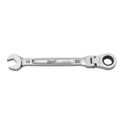 Milwaukee 20mm flex head ratcheting combination wrench with open end and ratchet socket end.