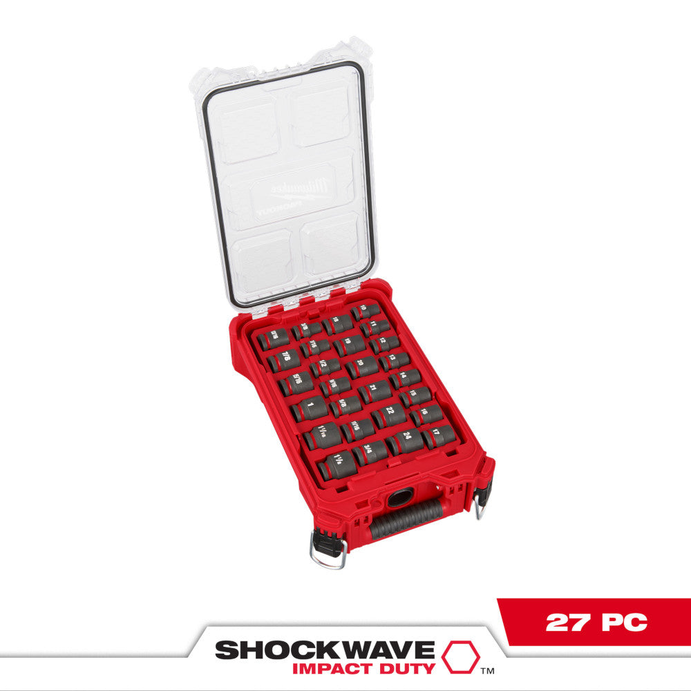 Milwaukee 49-66-6804 Shockwave Impact Duty Socket 1/2" Dr 27PC SAE/MM PACKOUT Set