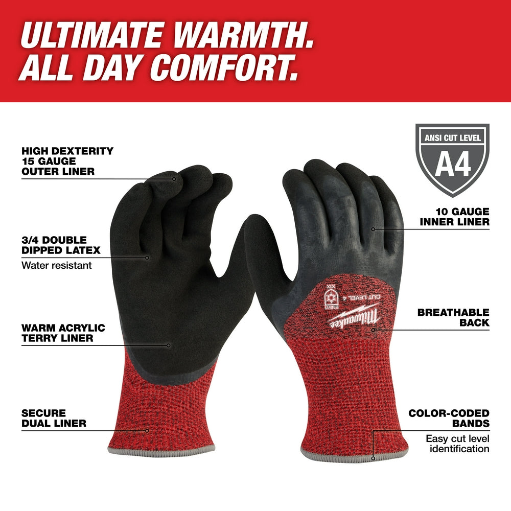 Milwaukee 48-73-7941B 12-Pack Cut Level 4 Winter Dipped Gloves - M