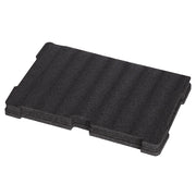 Black foam insert with rectangular shape and notched edges for PACKOUT storage system compatibility.