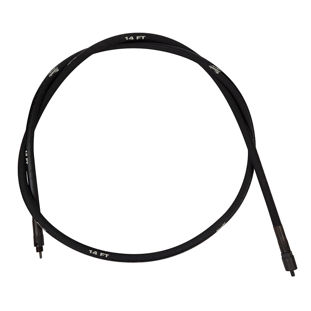 Black flexible concrete vibrator shaft, 14 feet long, with connector ends on both sides.