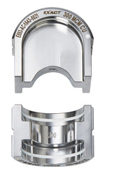 Milwaukee EXACT 300 MCM copper U-style die with gray and silver metal components shown from top and bottom views.