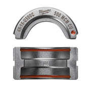 Milwaukee 500 MCM copper U-style die with arched top and rectangular base component, marked with model number and specificati
