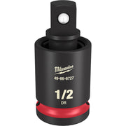 Black Milwaukee Shockwave Impact Duty 1/2" drive universal joint with red band and ball detail on top.