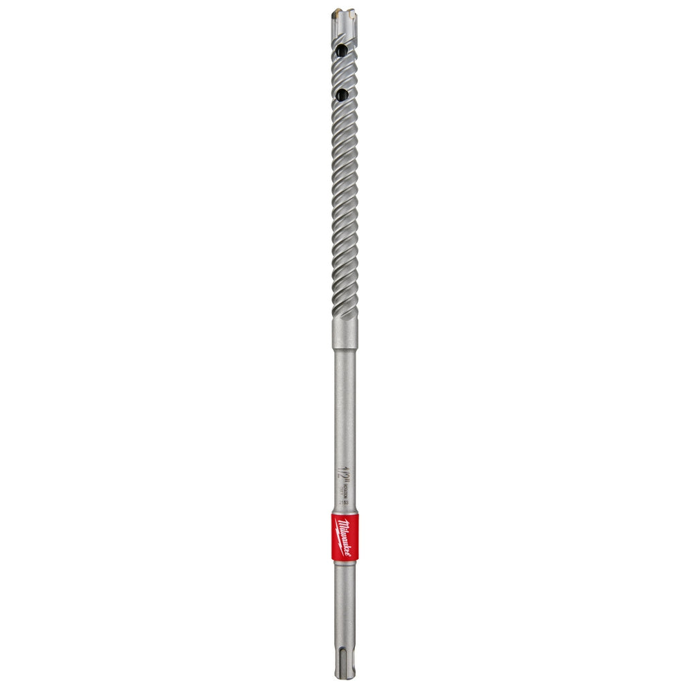 Milwaukee SDS Plus rebar cutter bit with spiral flutes and SDS connector, 1/2 inch diameter by 12 inches long.
