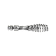 Metal sectional cable auger with square drop head connectors and coiled spring design for drain cleaning.