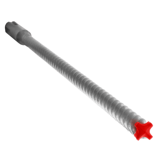 SDS-Max hammer drill bit with four-cutter carbide head and fluted steel shaft.
