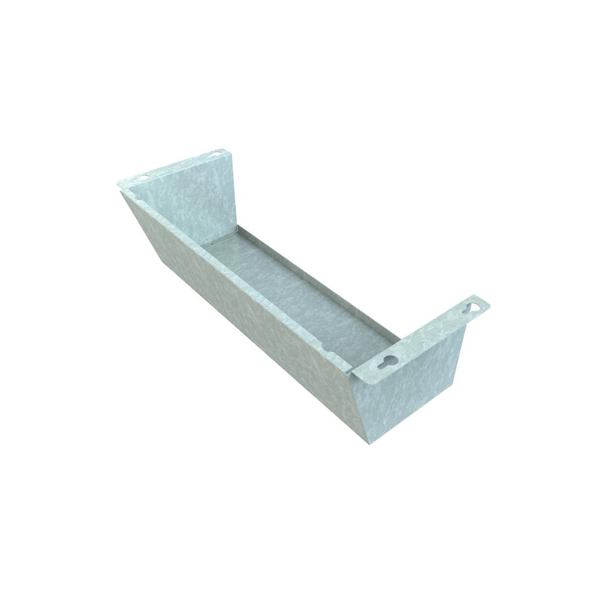 Galvanized metal filter mounting cover kit with angled sides and mounting brackets on ends.