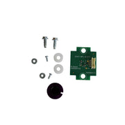 Elkay IR sensor kit components including green circuit board, black sensor dome, screws, and washers.