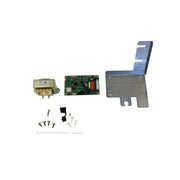 Transformer board bracket kit containing metal bracket, circuit board, transformer, fasteners, and connectors.