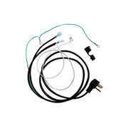 Power cord with strain relief bushing kit showing black and white cables with connectors and plug.