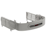 Elkay gray plastic cooler retrofit kit with louvered panels, hands-free activation button, and mounting brackets.