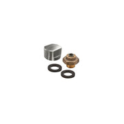 Stainless steel cap, brass valve assembly, and two black rubber gaskets for Elkay water bubbler.