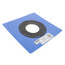 Blue square flashing panel with centered circular opening and mounting holes.