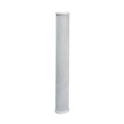 White cylindrical water filter cartridge with ridged surface, 4.5 x 20 inches.