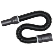 Black expandable hose with ribbed tubing and connector ends, shown in coiled position.