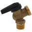 Brass boiler drain valve with 1/2-inch male connection and black handle lever.
