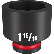 Black 3/4" drive socket with 6-point opening and red grip ring band at base.