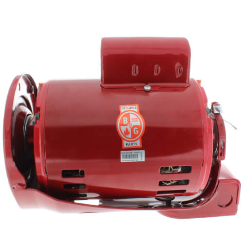 Red Bell & Gossett motor with 3/4 HP rating, featuring switch box on top and dual flanges on sides.