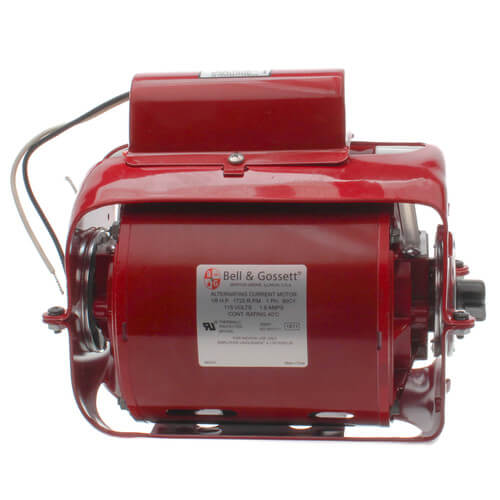Red Bell & Gossett Series HV recirculating pump motor with gray power cord and identification label on cylindrical body.